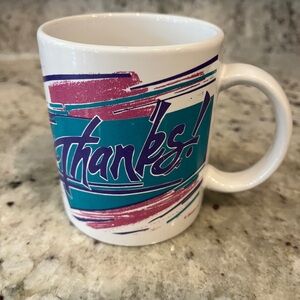Vintage 90s “Thanks” iconic design coffee mug by Betallic Inc